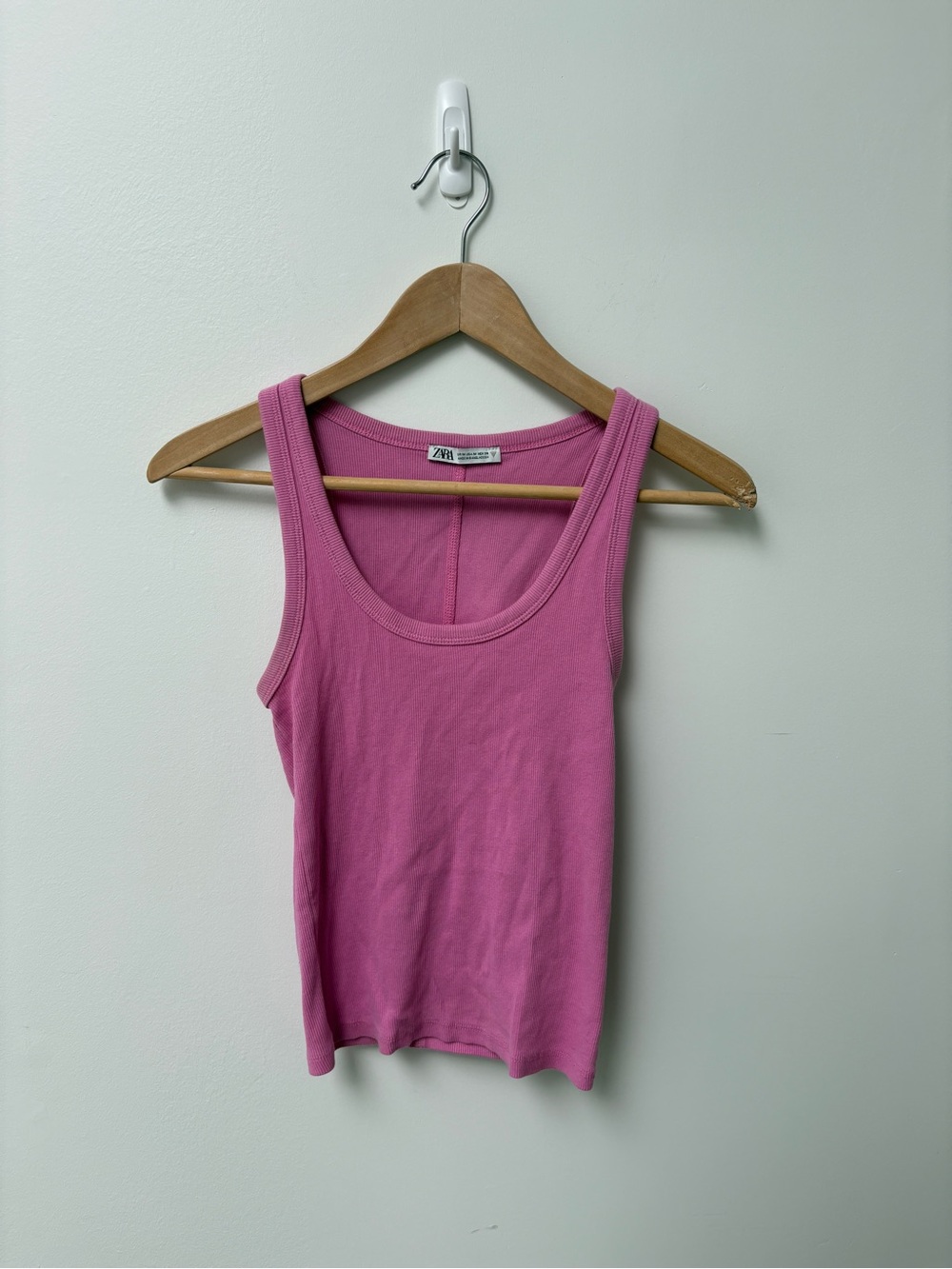 Zara Rose Pink Ribbed Scoop Neck Tank